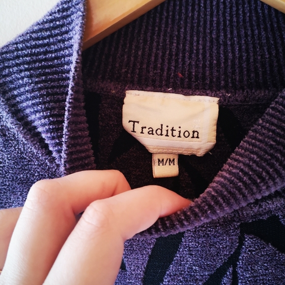 TRADITION vintage textured purple floral sweater - Picture 6 of 8